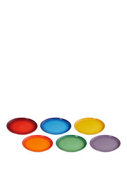 Le Creuset Stoneware Coupe Side Plate, Set of 6, 21.8cm, Rainbow - view 2, Rainbow