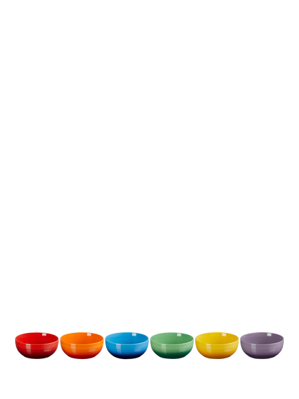 Le Creuset Stoneware Coupe Cereal Bowl, Set of 6, 16cm, Rainbow, Rainbow