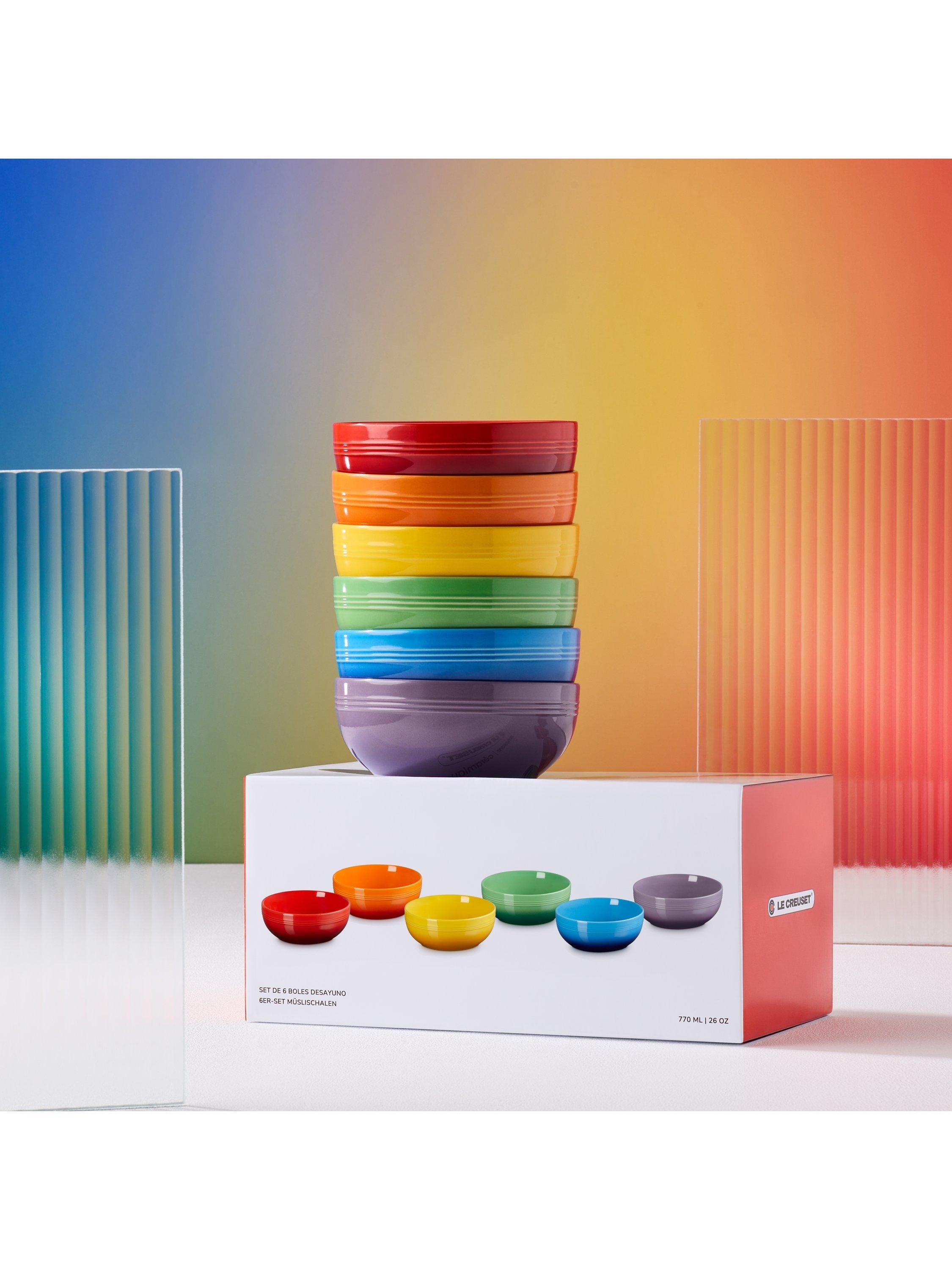Le Creuset Stoneware Coupe Cereal Bowl, Set of 6, 16cm, Rainbow