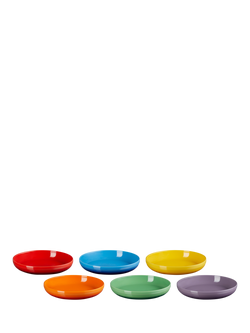 Le Creuset Stoneware Coupe Pasta Bowl, Set of 6, 22cm, Rainbow, Rainbow