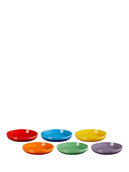 Le Creuset Stoneware Coupe Pasta Bowl, Set of 6, 22cm, Rainbow, Rainbow