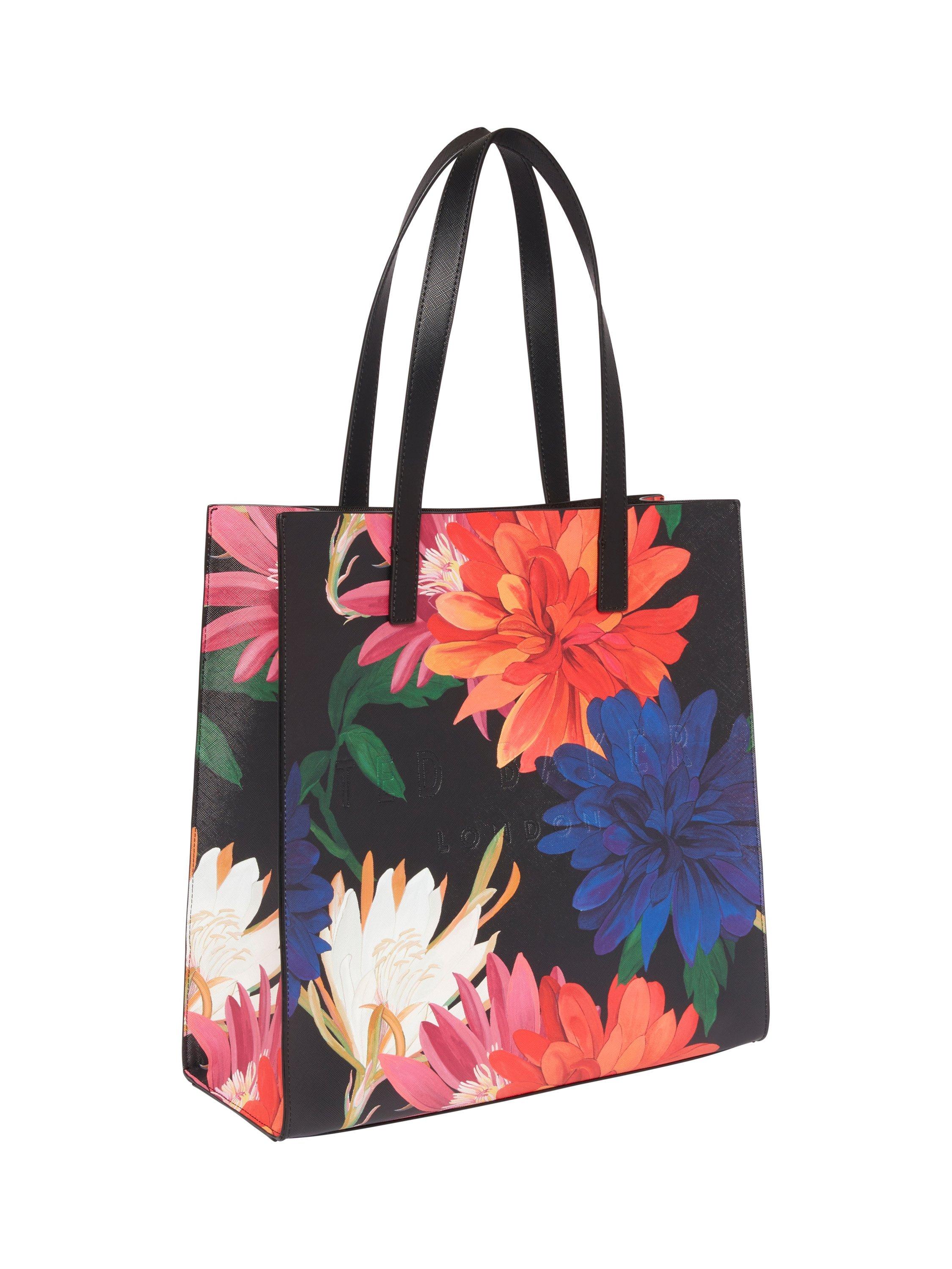 Product image 1 of 3, which shows Ted Baker Amarly Floral Large Icon Tote Bag, Black/Multi