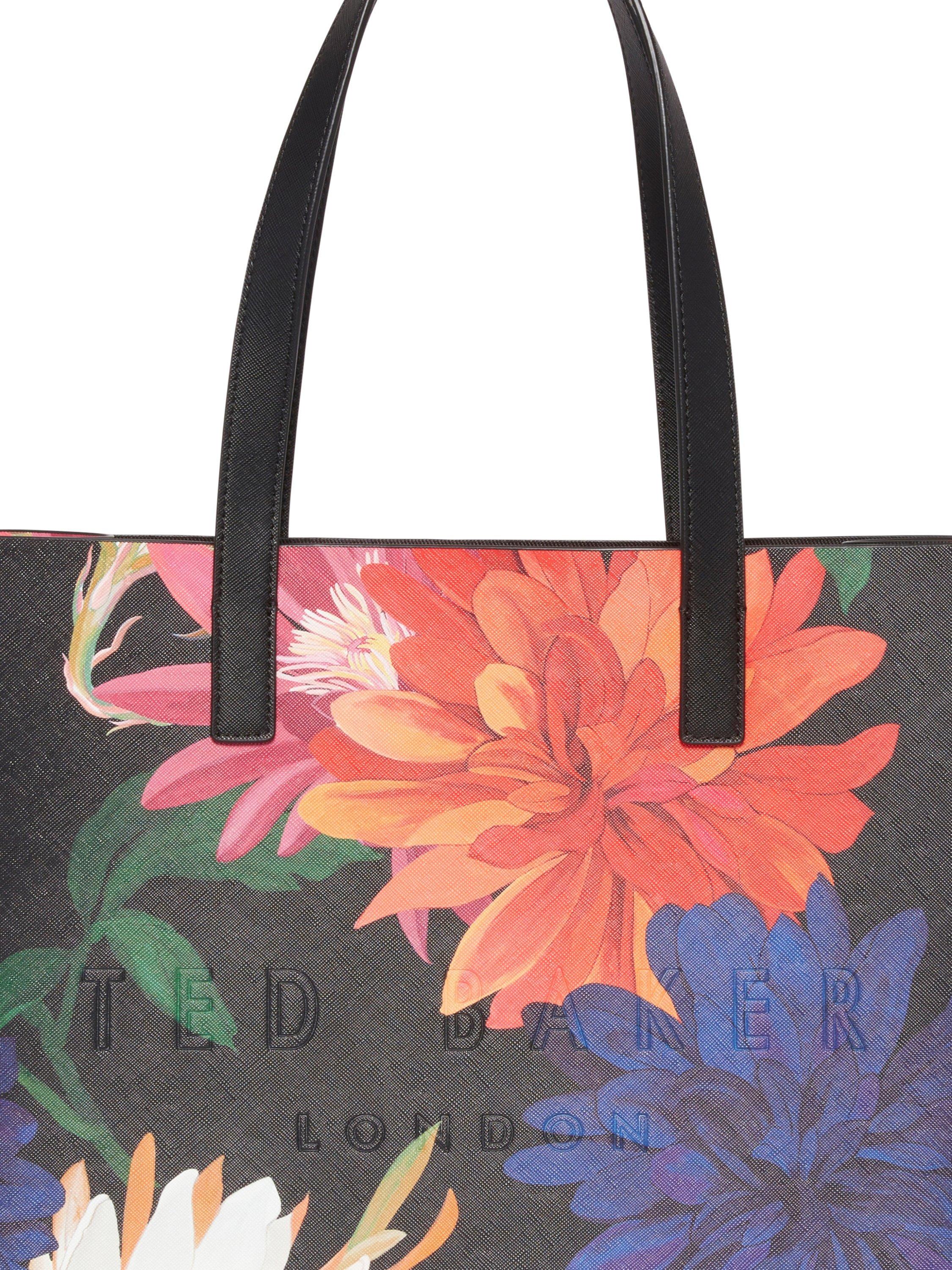 Product image 2 of 3, which shows Ted Baker Amarly Floral Large Icon Tote Bag, Black/Multi