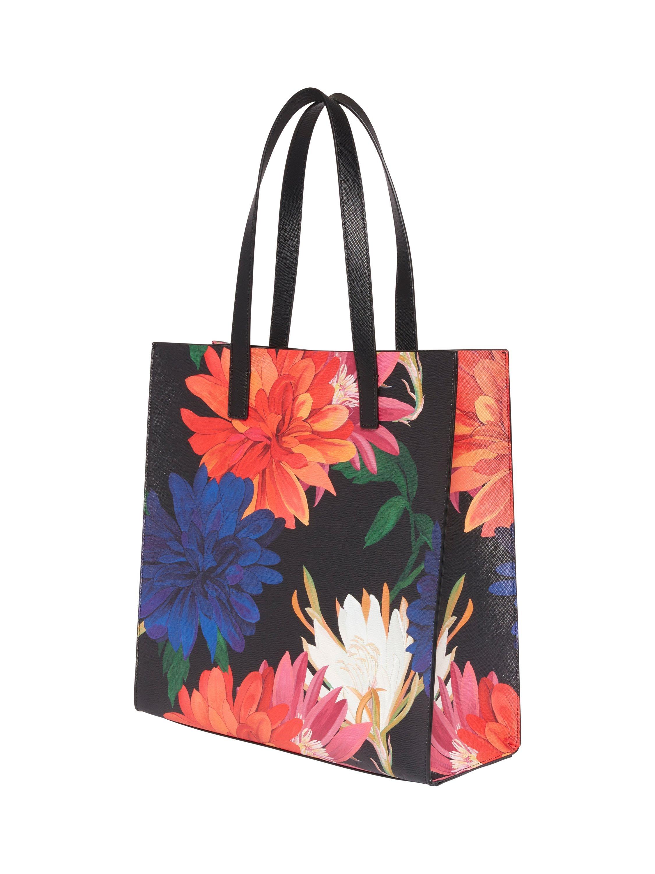 Product image 3 of 3, which shows Ted Baker Amarly Floral Large Icon Tote Bag, Black/Multi