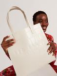 Ted Baker Crocon Croc Effect Large Icon Tote Bag, Ivory