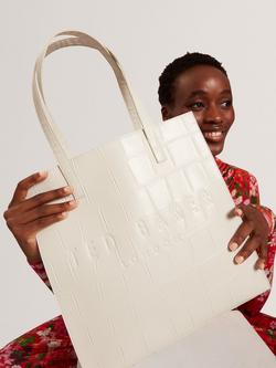 Ted Baker Crocon Croc Effect Large Icon Bag, Navy, Ivory