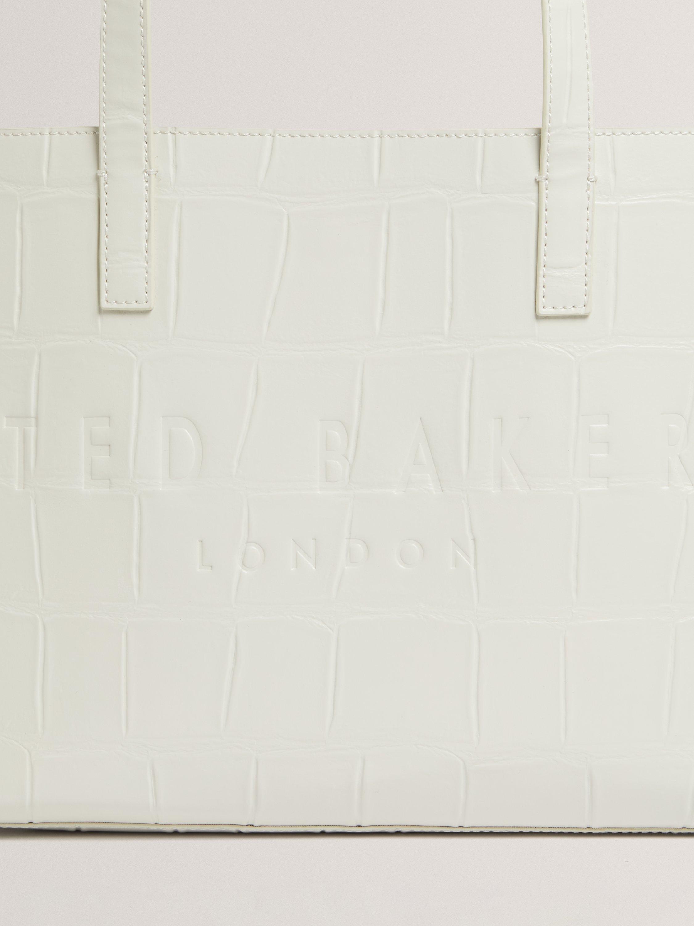 Product image 2 of 5, which shows Ted Baker Crocon Croc Effect Large Icon Tote Bag, Ivory