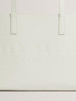 Ted Baker Crocon Croc Effect Large Icon Bag, Navy - view 2, Ivory