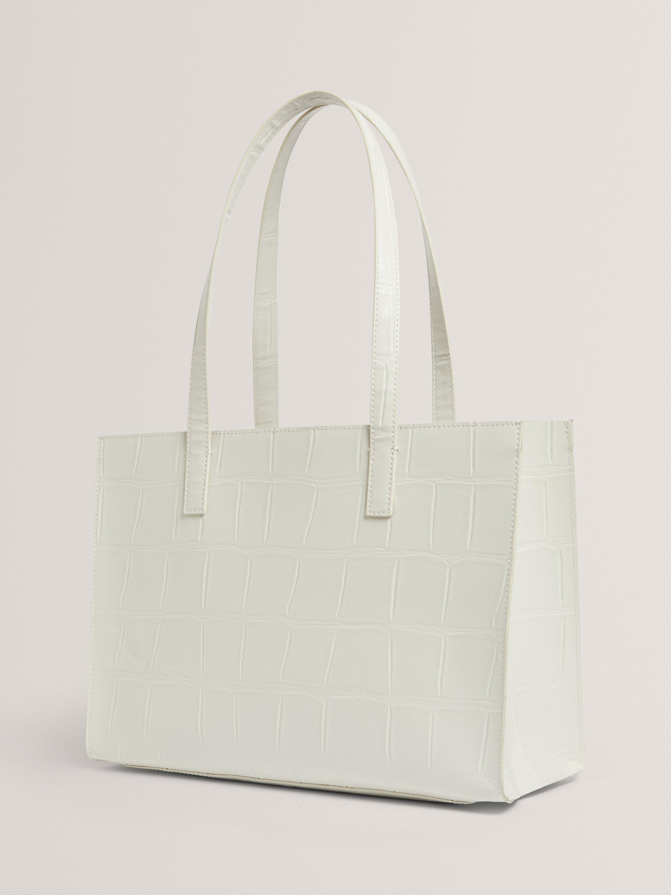 Product image 3 of 5, which shows Ted Baker Crocon Croc Effect Large Icon Tote Bag, Ivory