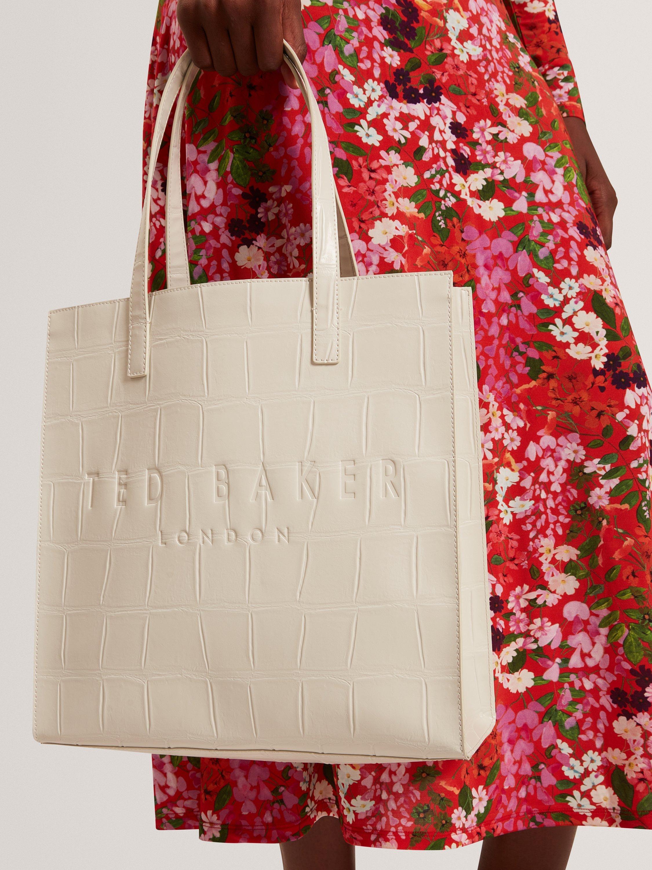 Product image 4 of 5, which shows Ted Baker Crocon Croc Effect Large Icon Tote Bag, Ivory