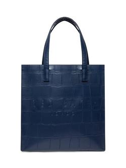 Ted Baker Crocon Croc Effect Large Icon Bag, Navy, Navy