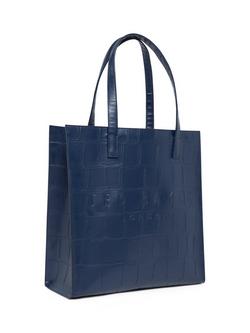 Ted Baker Crocon Croc Effect Large Icon Bag, Navy - view 2, Navy