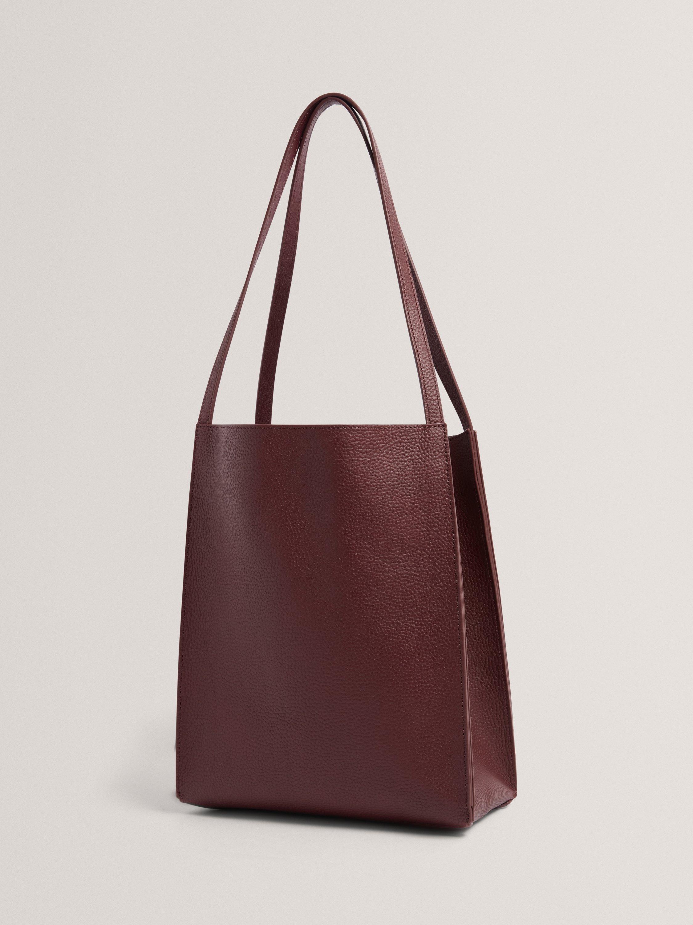 Product image 3 of 5, which shows Ted Baker Taala Small Shopper Leather Tote Bag, Burgundy