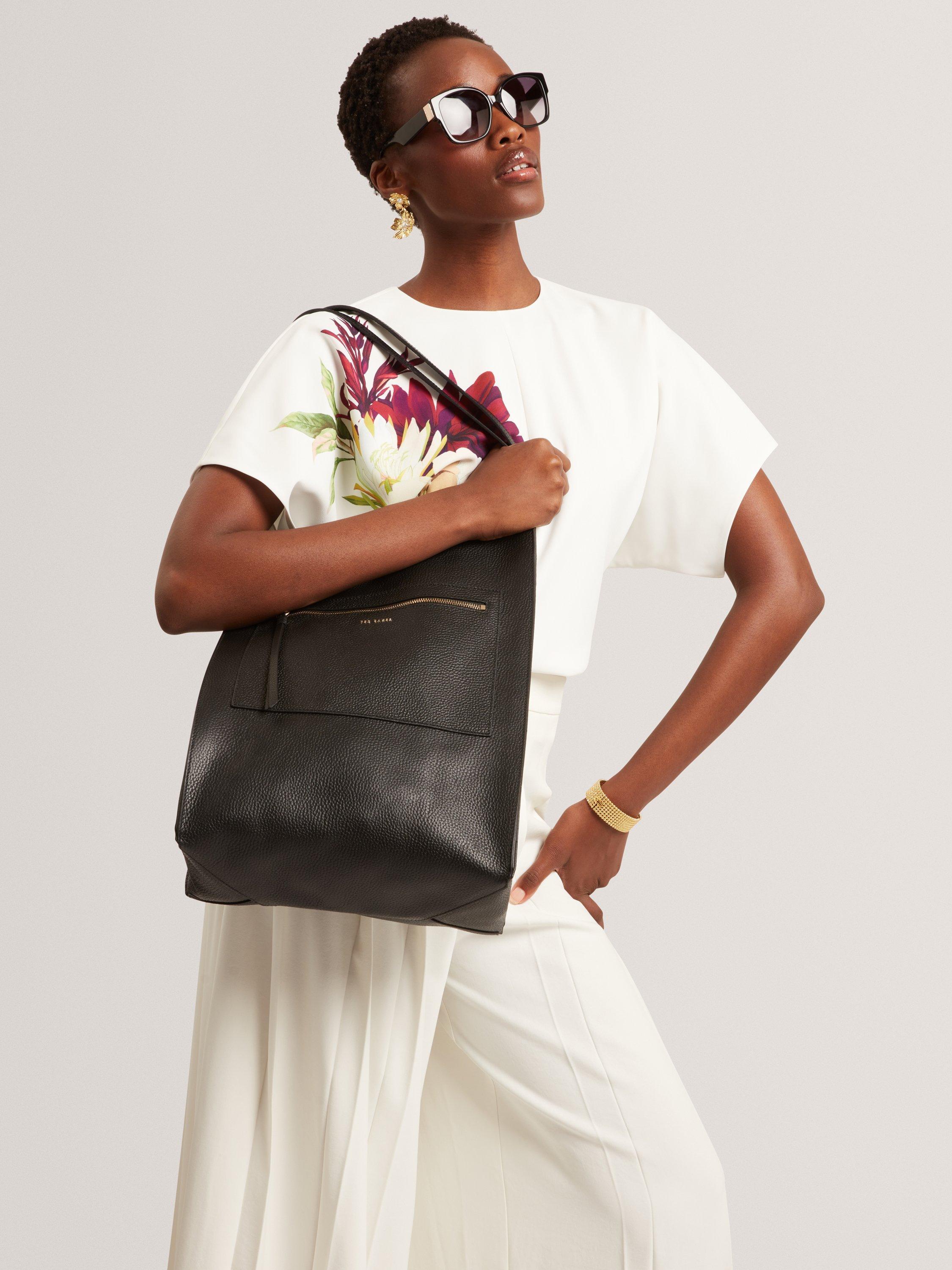 Product image 6 of 6, which shows Ted Baker Tammila Large Shopper Leather Tote Bag, Black