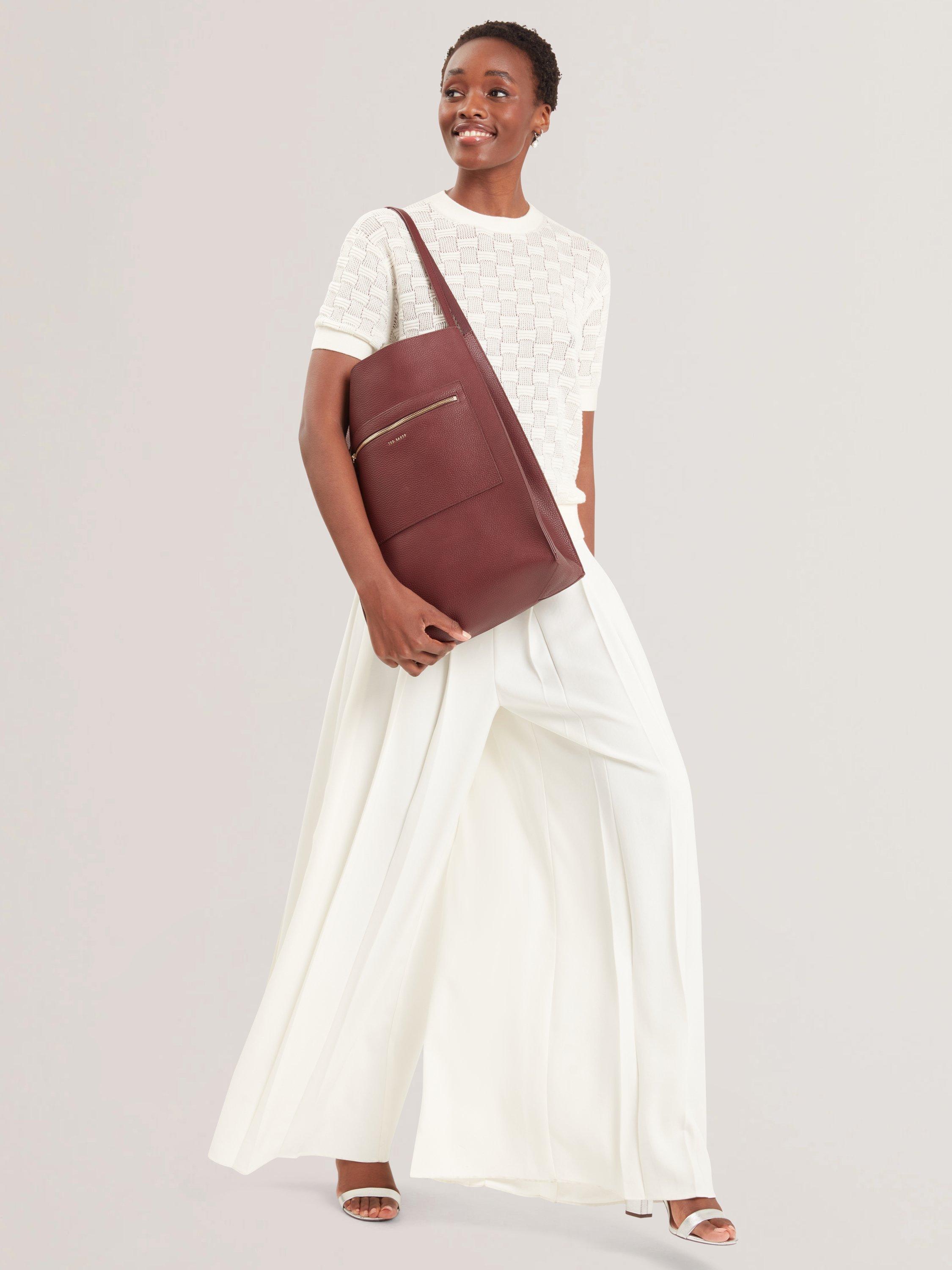 Product image 6 of 6, which shows Ted Baker Tammila Large Shopper Leather Tote Bag, Burgundy