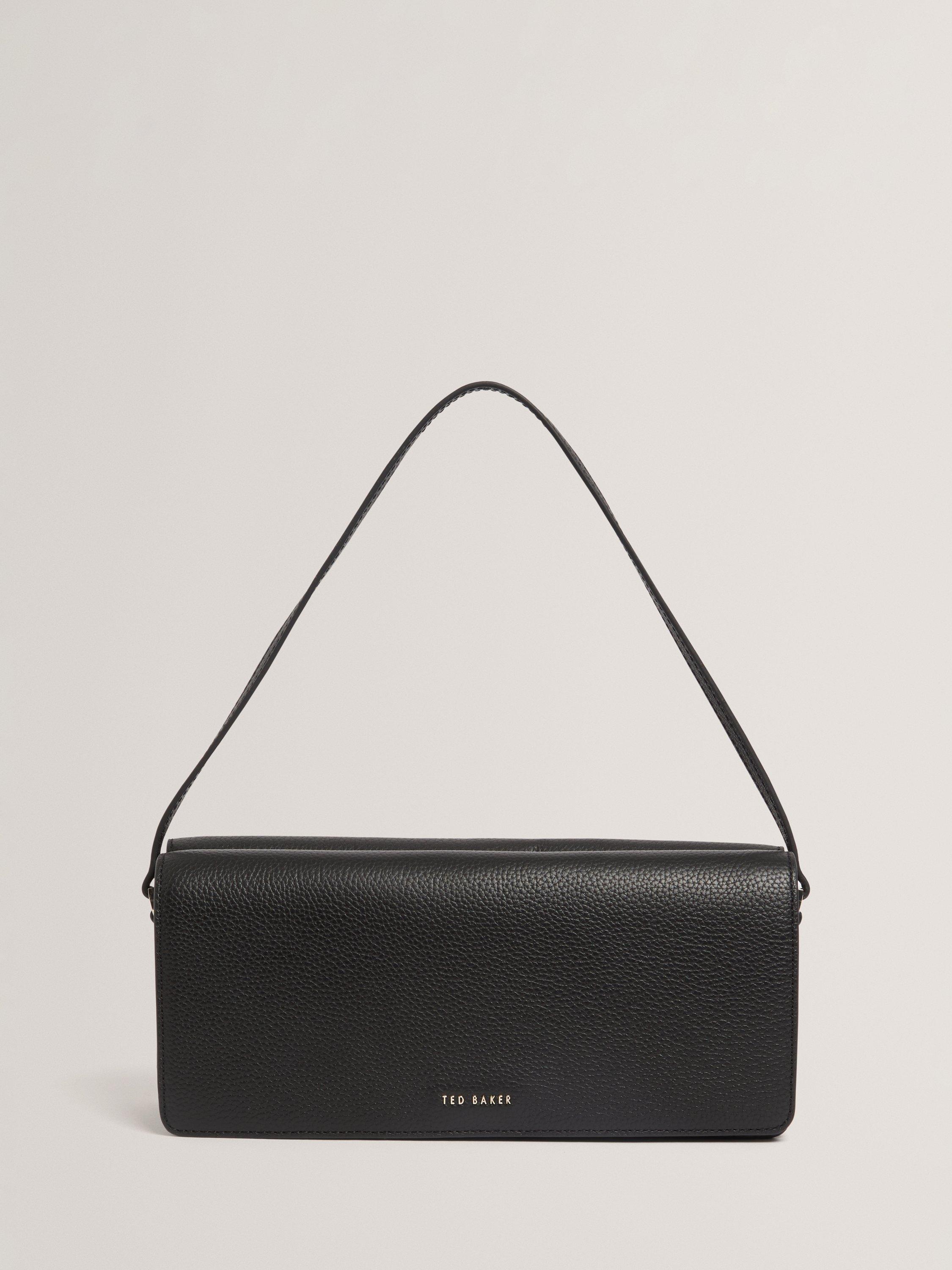 Product image 1 of 6, which shows Ted Baker Twylla Leather Shoulder Bag, Black