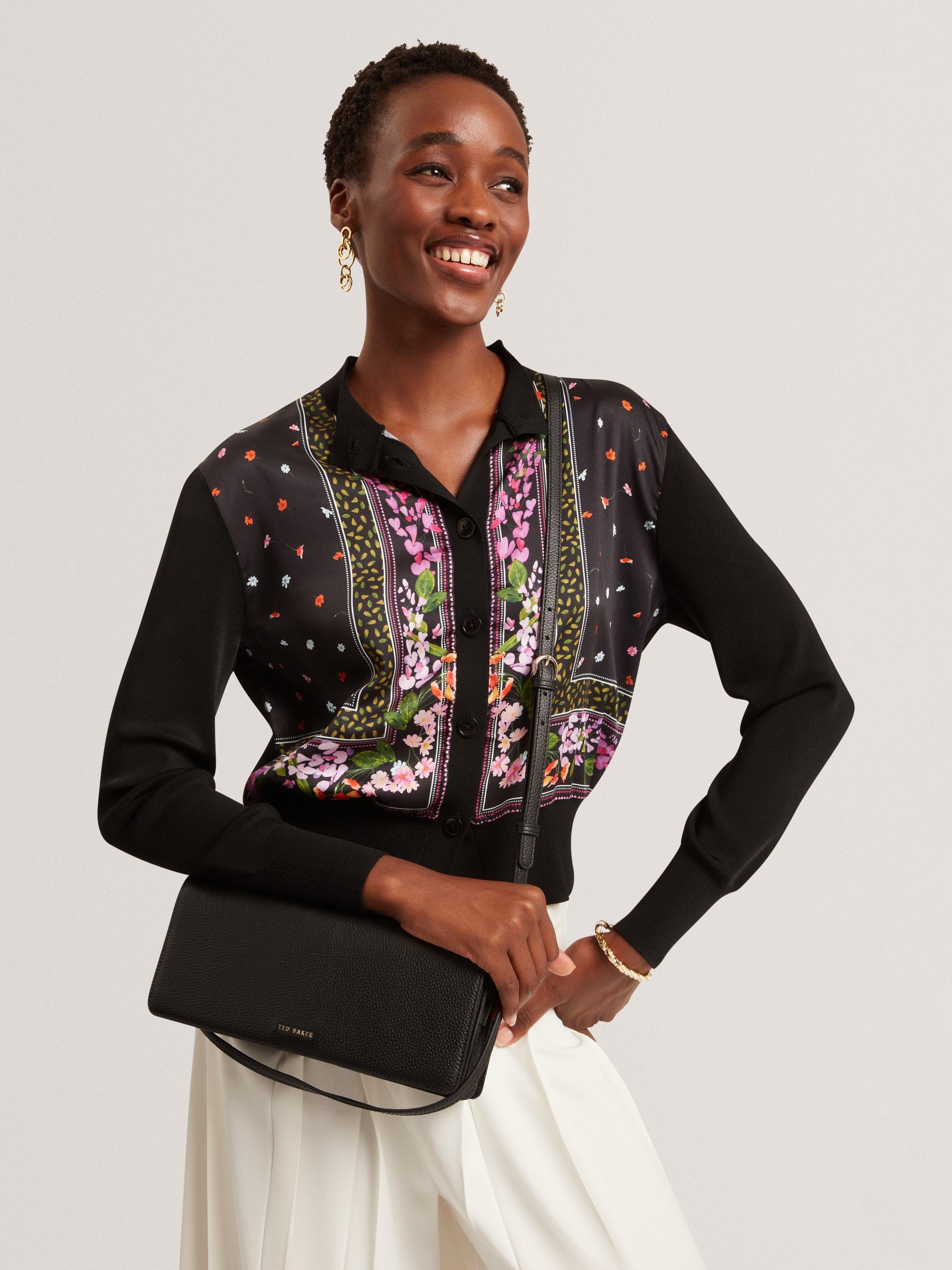 Product image 3 of 6, which shows Ted Baker Twylla Leather Shoulder Bag, Black