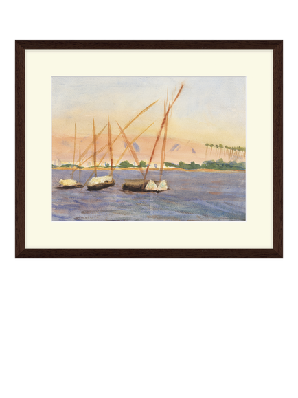 Tate + John Lewis Emily Sargent 'Boats on the Nile, Luxor' Framed Print, 43 x 53cm, Blue / Peach