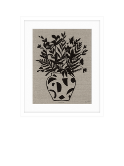 John Lewis Jan Jay 'Iris Floral Vase' Framed Print & Mount, 63.5 x 53.5cm, Black/Brown, White Black Brown