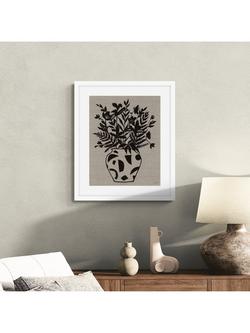 John Lewis Jan Jay 'Iris Floral Vase' Framed Print & Mount, 63.5 x 53.5cm, Black/Brown - view 2, White Black Brown