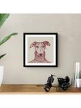 John Lewis Jan Jay 'Sybil Whippet' Framed Print & Mount, 33.5 x 33.5cm, Beige/Damson