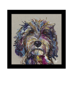 John Lewis Louise Luton 'Cockapoo' Framed Print, 33.5 x 33.5cm, Black/Multi, Black Multi