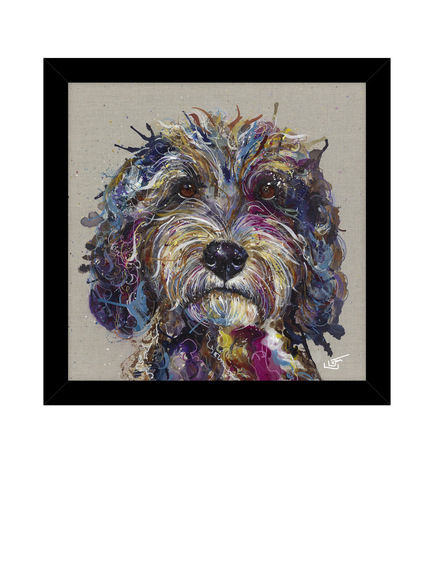John Lewis Louise Luton 'Cockapoo' Framed Print, 33.5 x 33.5cm, Black/Multi, Black Multi