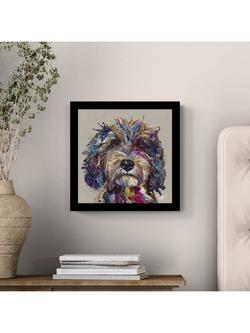 John Lewis Louise Luton 'Cockapoo' Framed Print, 33.5 x 33.5cm, Black/Multi - view 2, Black Multi