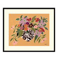 John Lewis La Poire 'Clematis & Callas' Framed Print & Mount, 62 x 52cm, Caramel/Pink