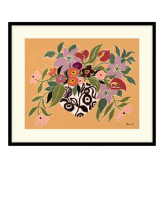 John Lewis La Poire 'Clematis & Callas' Framed Print & Mount, 62 x 52cm, Caramel/Pink