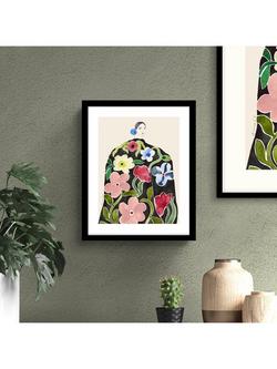 John Lewis La Poire 'Rose Coat' Framed Print & Mount, Pink/Green - view 2, Black/Pink/Green
