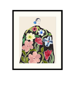 John Lewis La Poire 'Rose Coat' Framed Print & Mount, Pink/Green, Black/Pink/Green