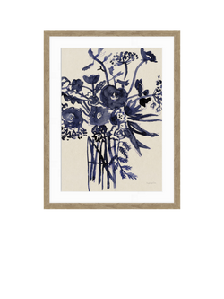 John Lewis Mercedes Lopez Charro 'Beautiful Bouquet I' Framed Print & Mount, 42 x 32cm, Blue/Beige, Blue Beige