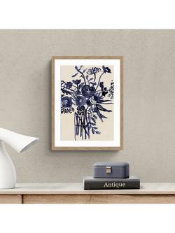 John Lewis Mercedes Lopez Charro 'Beautiful Bouquet I' Framed Print & Mount, 42 x 32cm, Blue/Beige - view 2, Blue Beige