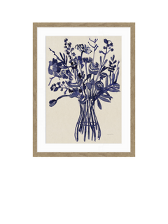 Mercedes Lopez Charro 'Beautiful Bouquet II' Framed Print & Mount, 42 x 32cm, Blue/Beige