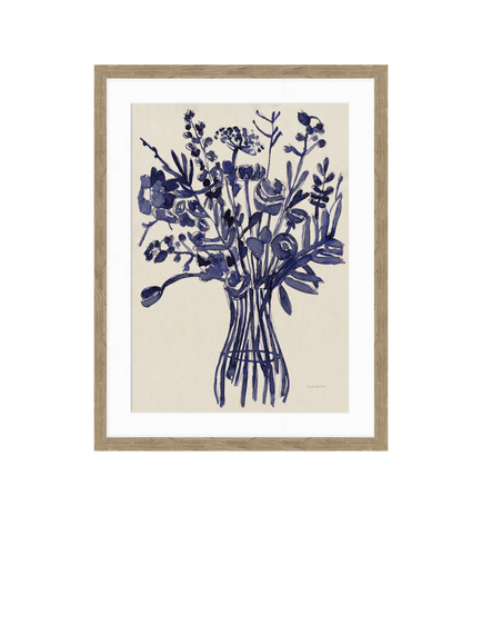 John Lewis Mercedes Lopez Charro 'Beautiful Bouquet II' Framed Print & Mount, 42 x 32cm, Blue/Beige, Blue Beige
