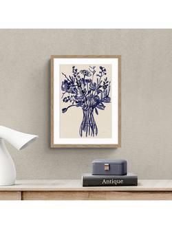 John Lewis Mercedes Lopez Charro 'Beautiful Bouquet II' Framed Print & Mount, 42 x 32cm, Blue/Beige - view 2, Blue Beige