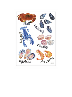 John Lewis Rosie Webb 'Fruits De Mer' Framed Print, 42 x 32cm, Red/Blue, White Red Blue