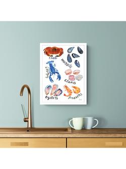 John Lewis Rosie Webb 'Fruits De Mer' Framed Print, 42 x 32cm, Red/Blue - view 2, White Red Blue
