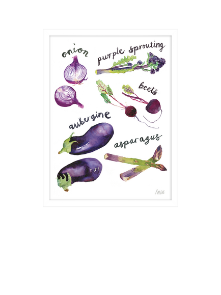 John Lewis Rosie Webb 'Harvest Hues Purple' Framed Print, 42 x 32cm, Purple/Green, White Purple Green