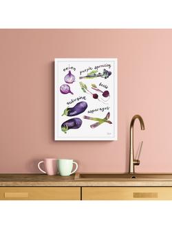 John Lewis Rosie Webb 'Harvest Hues Purple' Framed Print, 42 x 32cm, Purple/Green - view 2, White Purple Green