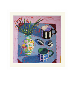 John Lewis Sara Hayward 'Still Life II' Framed Print & Mount, 42 x 42cm, Pink/Blue, White Pink Blue