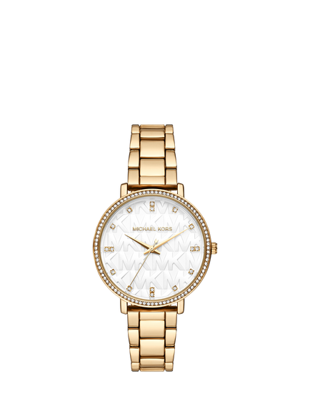 Michael Kors MK4919 Pyper Stainless Steel Cubic Zirconia Bracelet Watch, Gold, Gold