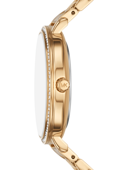 Michael Kors MK4919 Pyper Stainless Steel Cubic Zirconia Bracelet Watch, Gold - view 2, Gold
