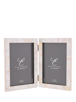 Impressions Elegance Mother of Pearl Double Photo Frame, White, White