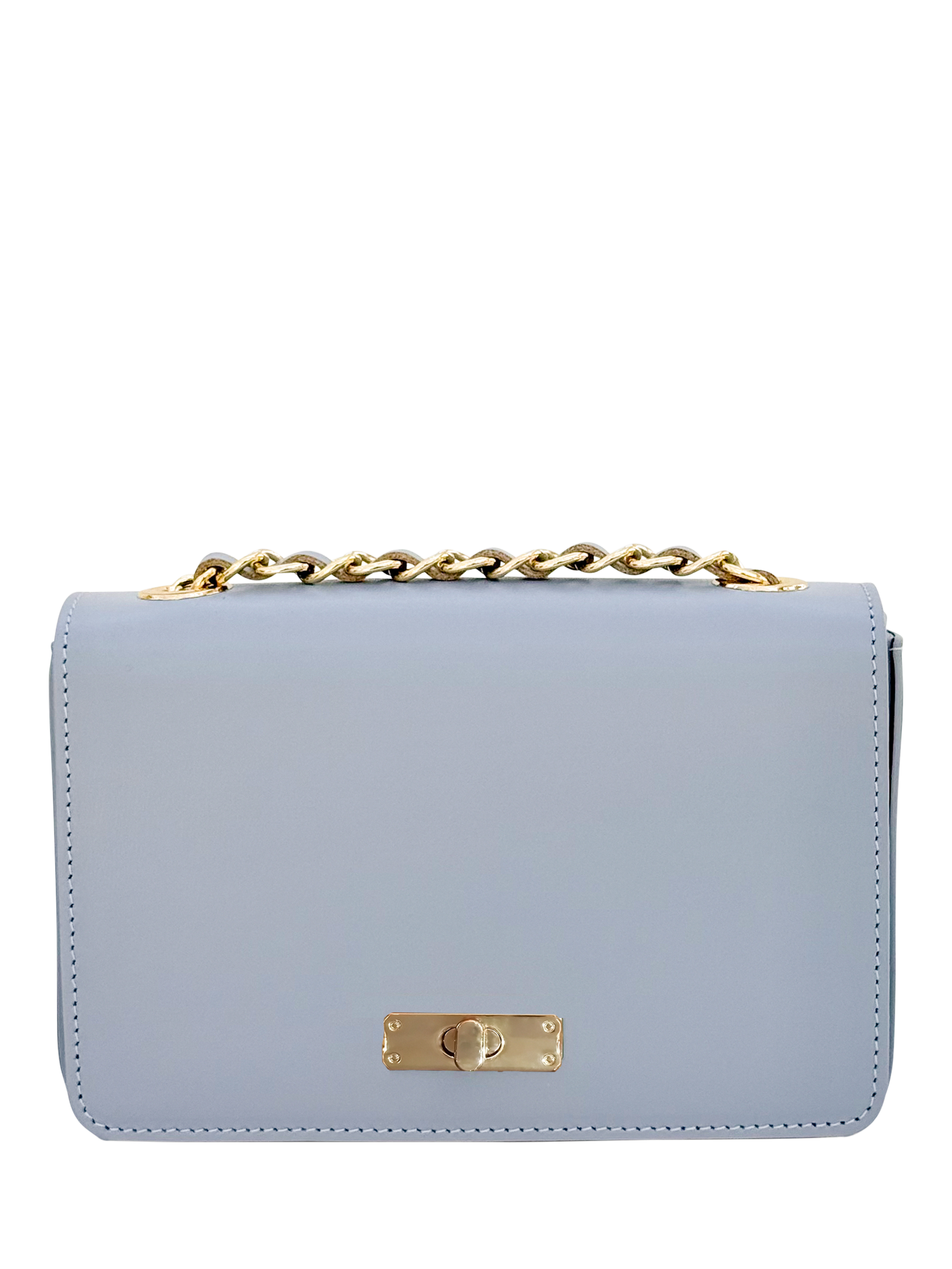 Product image 1 of 5, which shows Apatchy London The Grace Small Leather Crossbody Bag, Sky