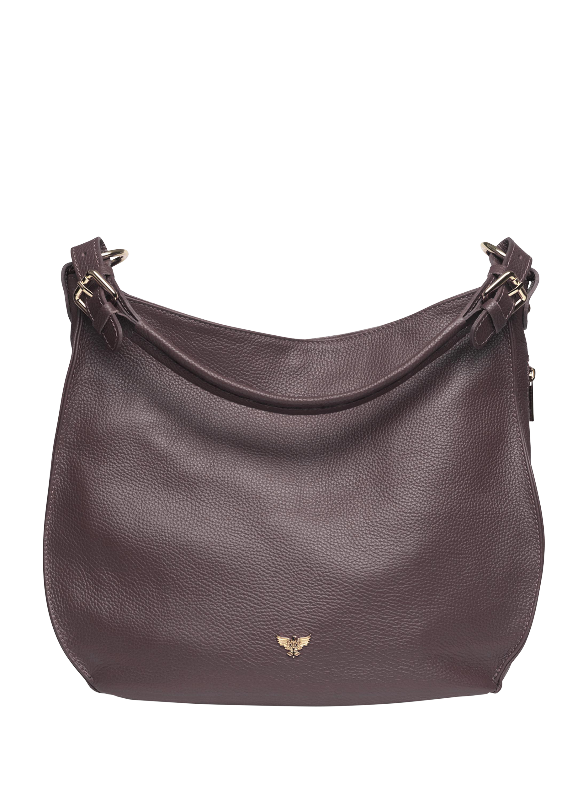 Product image 1 of 6, which shows Apatchy London The Harriet Leather Hobo Bag, Port