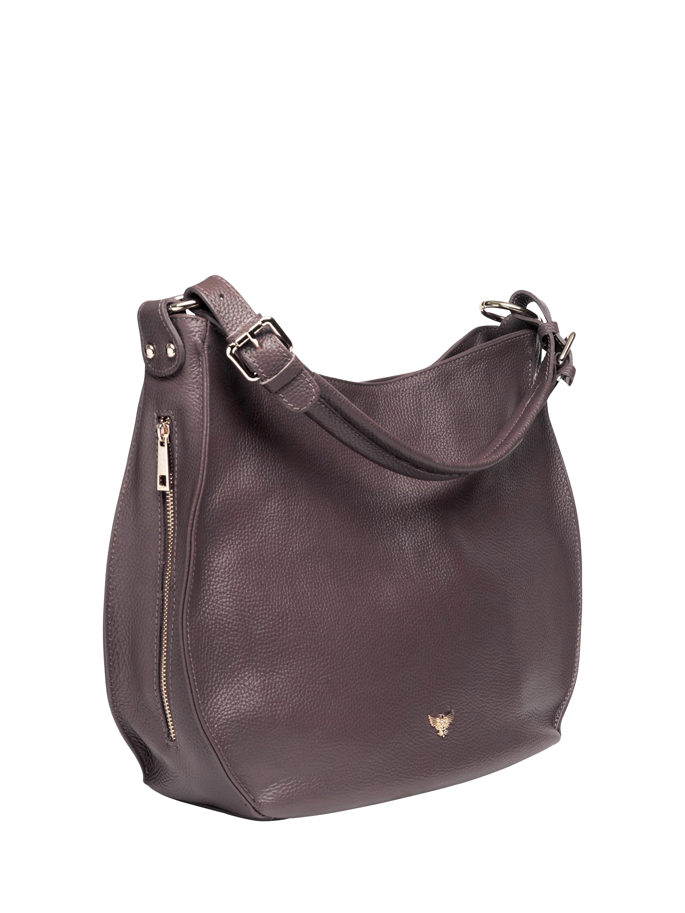 Product image 2 of 6, which shows Apatchy London The Harriet Leather Hobo Bag, Port