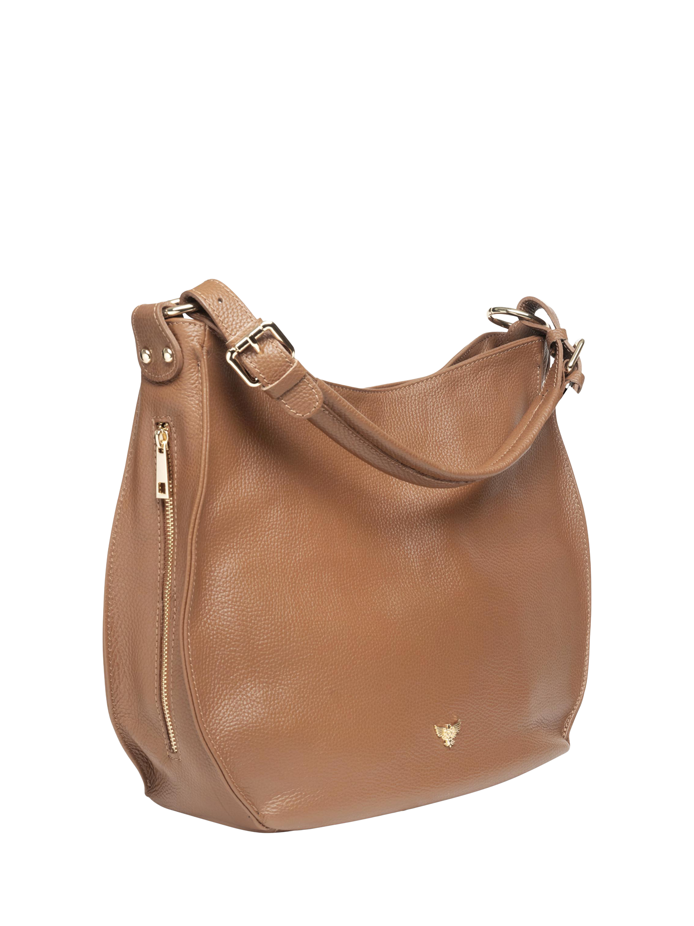 Product image 2 of 6, which shows Apatchy London The Harriet Leather Hobo Bag, Tan