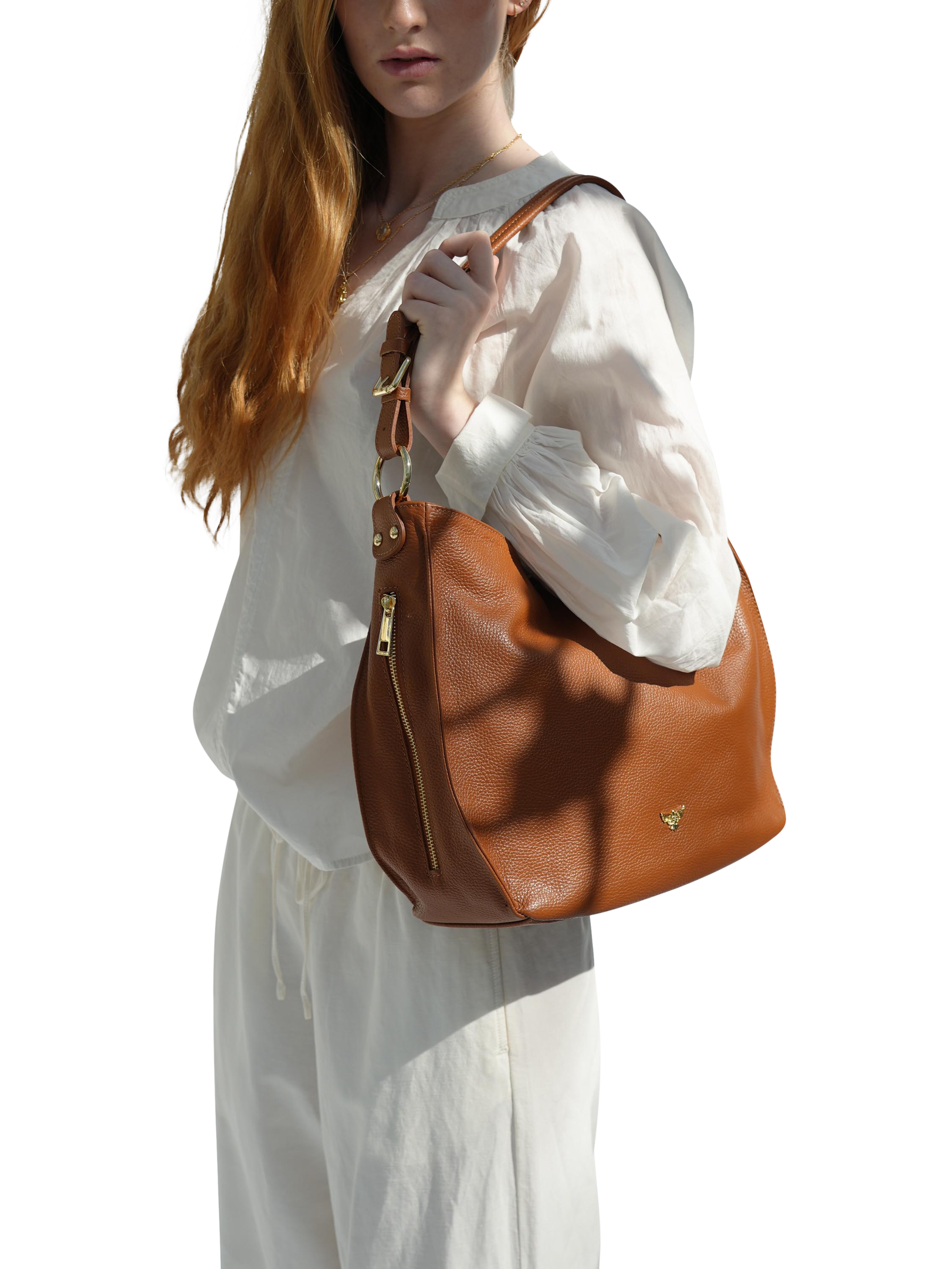 Product image 6 of 6, which shows Apatchy London The Harriet Leather Hobo Bag, Tan